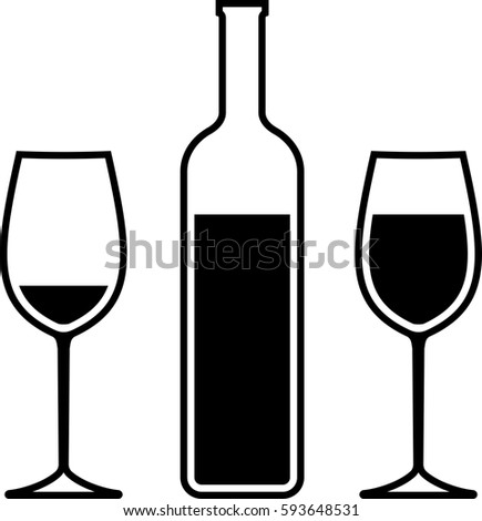 Bottle Of Wine And Glass Vector Illustration