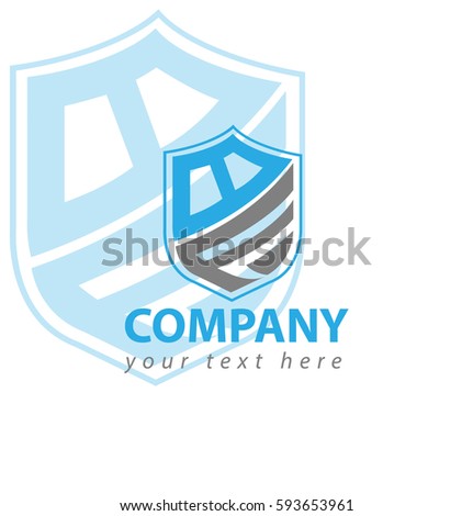 Initial letter BF Shield Shape Logo Blue