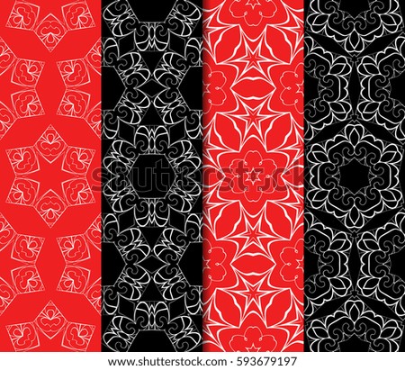 Seamless patterns set. Vintage decorative ethnic floral ornament. vector illustration. oriental design for print, wallpaper, decor, fabric, textile