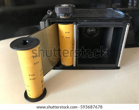 twin lens reflex camera and 120 medium format film