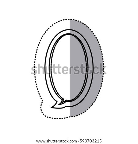 monochrome contour sticker of large oval frame callout dialogue vector illustration