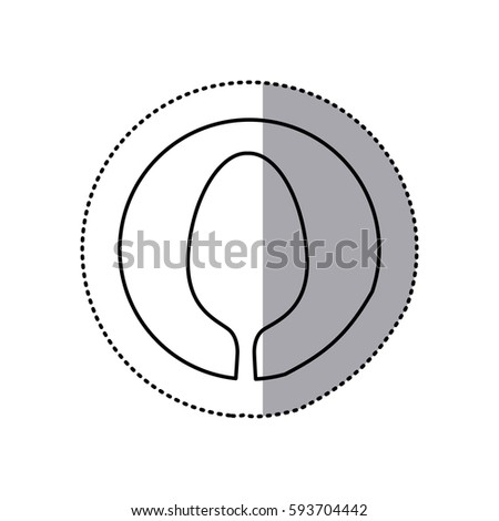 sticker with sketch of spoon in circle vector illustration