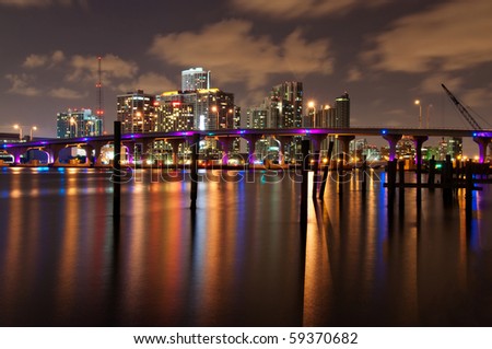 Night view of the Miami skyline