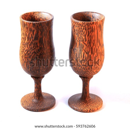 Wooden glass isolated on white background.
