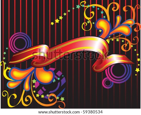 abstract background with ribbon and fantastic plants