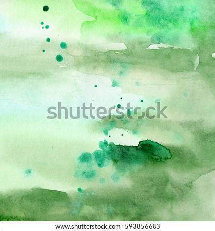 abstract hand painted background, artistic watercolor wash texture in green colors 