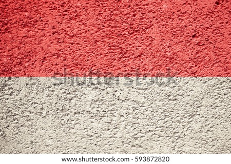 Flag of Indonesia. Painted stucco wall.