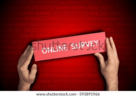 Business man holding Online Survey sing