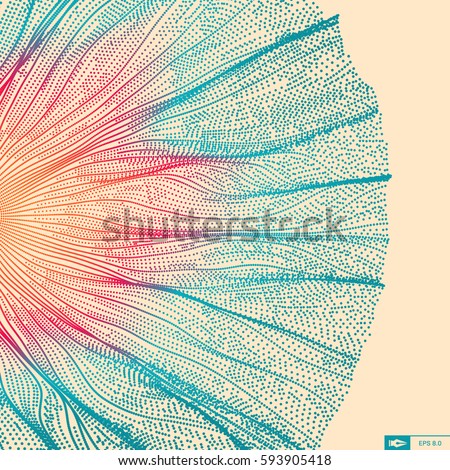 Wave Background. Abstract Vector Illustration. 3D Technology Style. Network Design with Particle. Royalty-Free Stock Photo #593905418