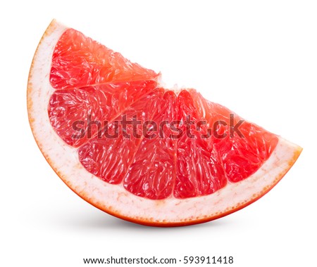 Grapefruit isolated on white background. Slice of fruit. With clipping path. Royalty-Free Stock Photo #593911418