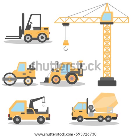 Different types of construction vehicles illustration