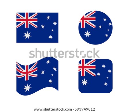 set 4 flags of australia Royalty-Free Stock Photo #593949812