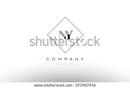 ny n y  retro vintage black white alphabet company letter logo line design vector icon template 