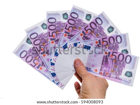 Money, bills of 500 euros. Souvenirs are not the means of payment. Imitation of money. On a white background.