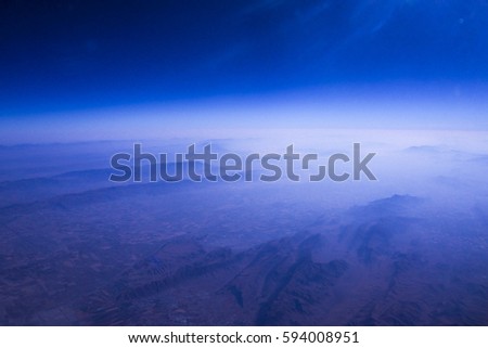 blue High altitude view of the Earth in space