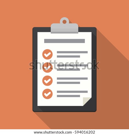 Clipboard with checklist icon. Flat illustration of clipboard with checklist icon for web Royalty-Free Stock Photo #594016202