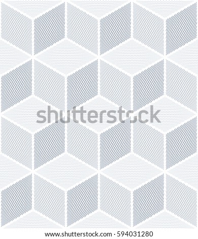 Seamless geometric op art pattern. 3D illusion. Blue lines texture.