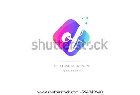 of o f  pink blue rhombus abstract 3d alphabet company letter text logo hand writting written design vector icon template 