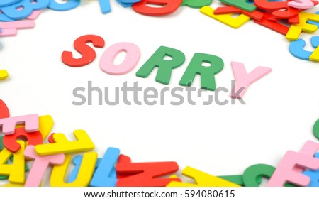 Word of Sorry on the white background