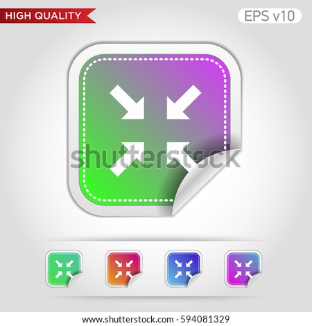 Colored icon or button of arrows to center symbol with background
