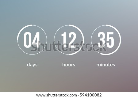 Countdown web site vector flat template digital clock timer background for coming soon or under construction design Royalty-Free Stock Photo #594100082