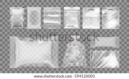 Big Set Of Transparent Empty Plastic Packaging. EPS10 Vector Royalty-Free Stock Photo #594126005