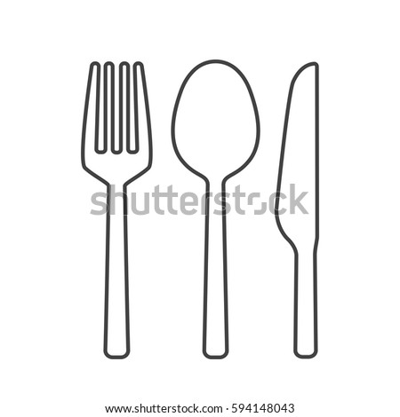 Fork spoon and knife outline vector