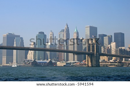 The New York City skyline from a tour boat