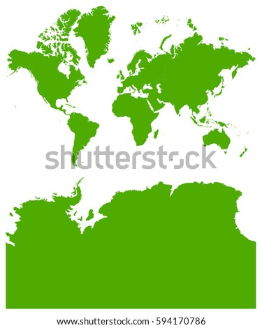 continents With Antarctica green map