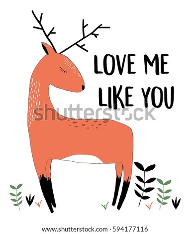 deer illustration for print design.
