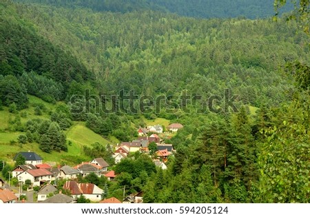 Picturesque small village in a valley surrounded by forests in east Slovakia