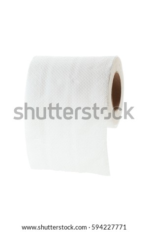 single rolled toilet paper isolated on white background
