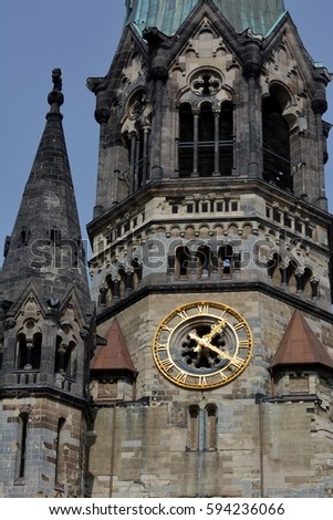 Kaiser Wilhelm Memorial Church (Gedachtniskirche) in Berlin, Germany Royalty-Free Stock Photo #594236066