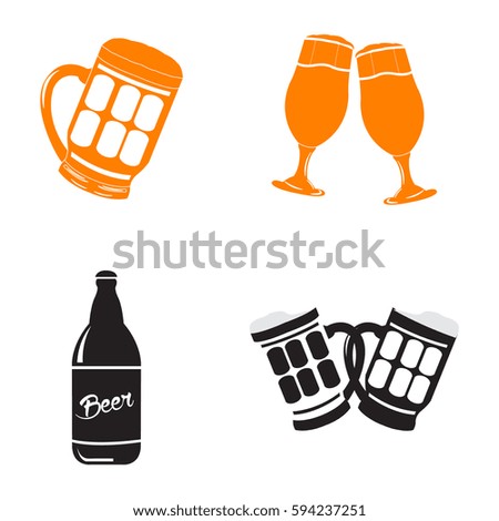 Set of beer related objects on a white background, Vector illustration
