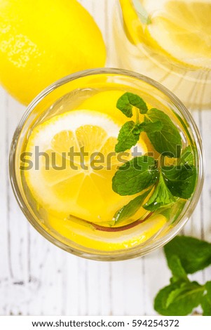 Lemonade Drink with Lemon Juice. Selective and Soft focus.