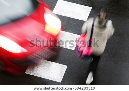  crosswalk of street city with people in dangerous situation Royalty-Free Stock Photo #594283319