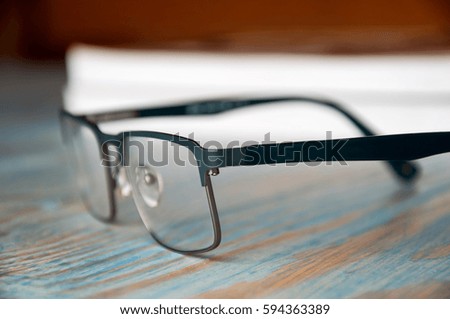 books and glasses.