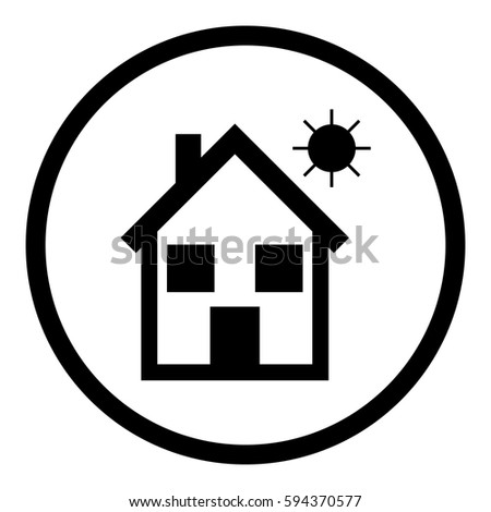 House icon in circle on white background