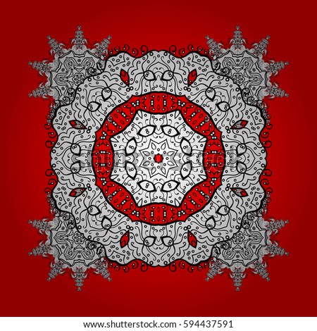 Damask repeating background. Red and white floral ornament in baroque style. Antique repeatable wallpaper. Doodles element on red and white background.