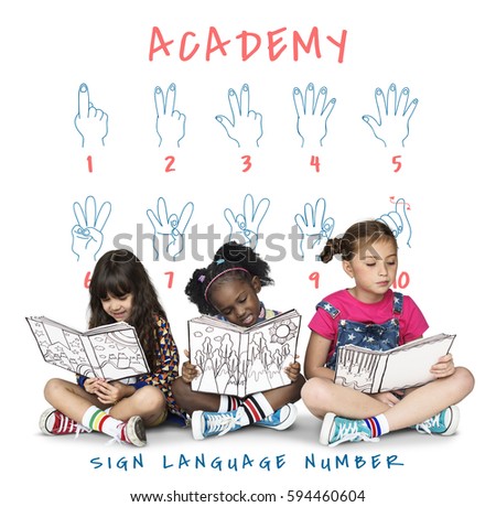 Sign Language Number Instruction Lesson Graphic concept