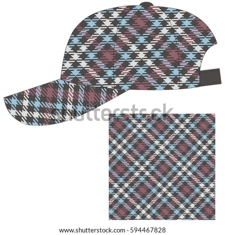Men's sports baseball cap for the spring and summer season. The pattern of tissue in the cell, tartan texture.