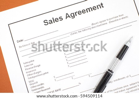 Close - up Business document paper of Sales agreement