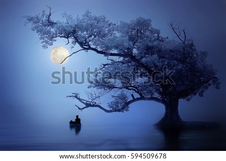 Moon in the night  Royalty-Free Stock Photo #594509678