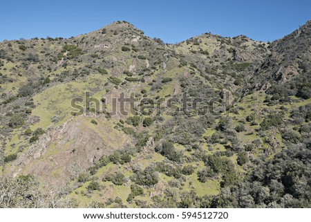 Multiple Mountain Peaks and Grass Covered Hills