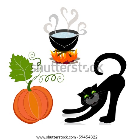 pumpkin cat cauldron