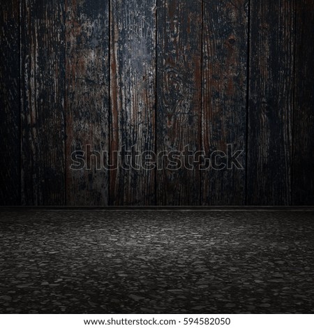 Background. Dark wooden wall in dark abandoned room.