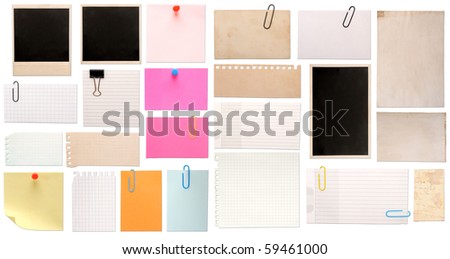 set of vintage paper notes isolated on white background Royalty-Free Stock Photo #59461000