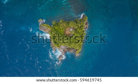 Aerial shooting of islands and cliffs
