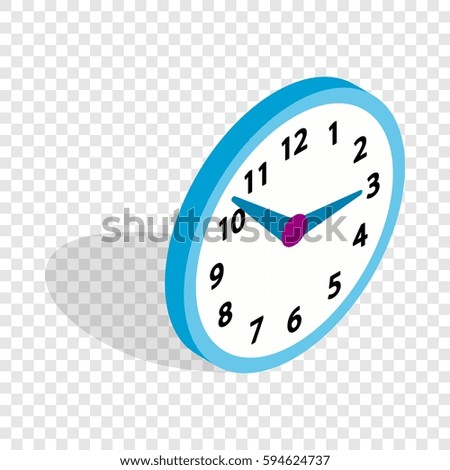 Office clock isometric icon 3d on a transparent background vector illustration