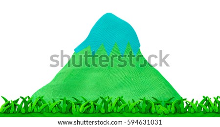 plasticine Mountain and grass concept nature